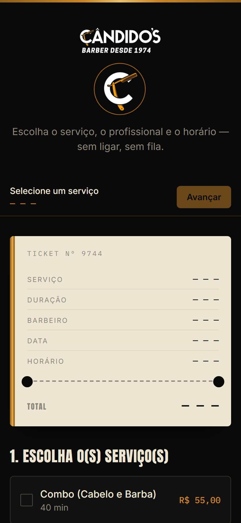 Tela de agendamento online da Prosperaí